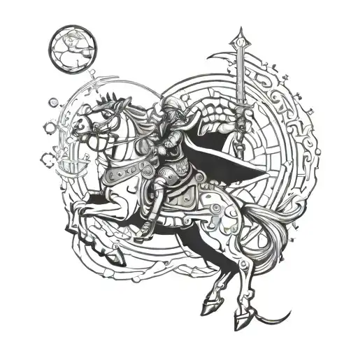 St. George the Victorious moon Saturn geometry physics tattoo design idea