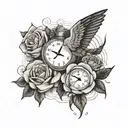 time cloud rose dove tattoo design idea