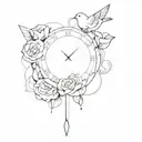 time cloud rose dove tattoo design idea