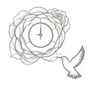 time cloud rose dove tattoo design idea