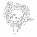 time cloud rose dove tattoo design idea