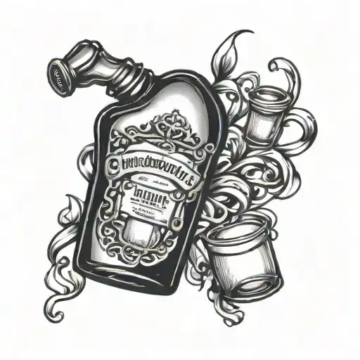whiskey bottle tattoo design idea