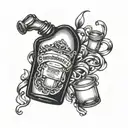 whiskey bottle tattoo design idea