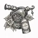 whiskey bottle tattoo design idea