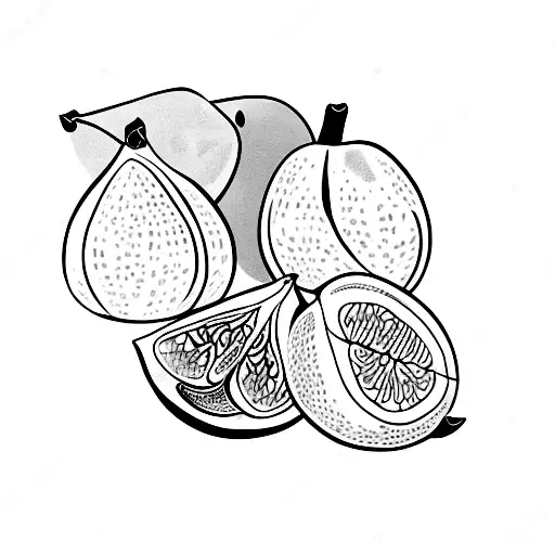 ethnic, Orange fruit, Figs, seed, ancient ruin, pottery tattoo design idea