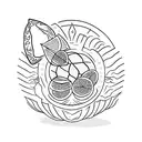 Shahmaran, Orange fruit, Figs, seed, ancient ruin, pottery tattoo design idea