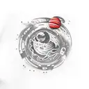 fantasy astronaut full body tattoo design full body, on the background of space planets and stars: office shirt  tattoo design idea