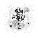 fantasy astronaut full body tattoo design full body, on the background of space planets and stars: office shirt  tattoo design idea
