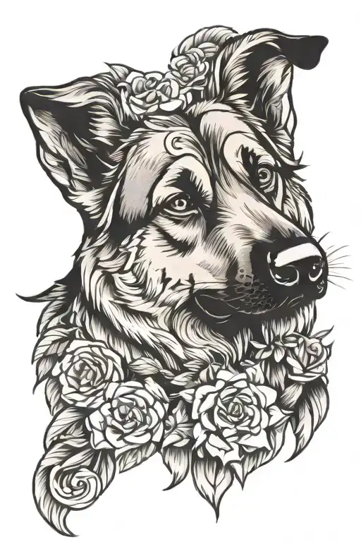 german shepherd dog tattoo design idea