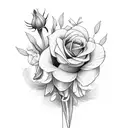 rose, Daffodil, marigold bouquet tattoo design idea