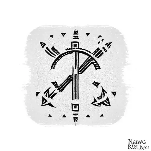  narrow ancient viking rune with a small compass at the upper end  tattoo design idea
