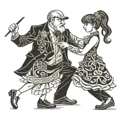 Celtic golf & father daughter dancing tattoo design idea