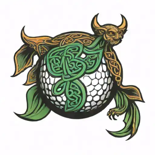 Celtic fatherhood golf ball tattoo design idea