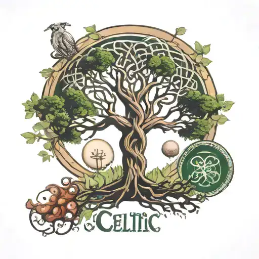 Celtic golf & family tree with each tattoo design idea