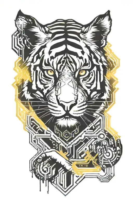 tiger cyberpunk tattoo design idea