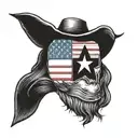 Amadillo holding a Texas flag wearing a cowboy hat on its head  tattoo design idea