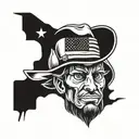 Amadillo holding a Texas flag wearing a cowboy hat on its head  tattoo design idea