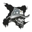 Amadillo holding a Texas flag wearing a cowboy hat on its head  tattoo design idea