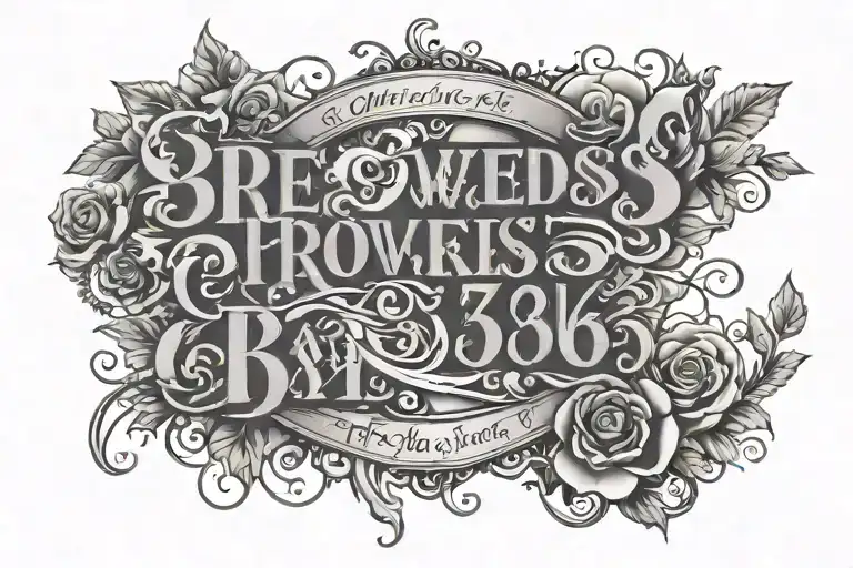 Proverbs 3:5 6, Psalm 23:4, John 4:4 these verses written in script stacked, just the verse number, not the whole verse tattoo design idea