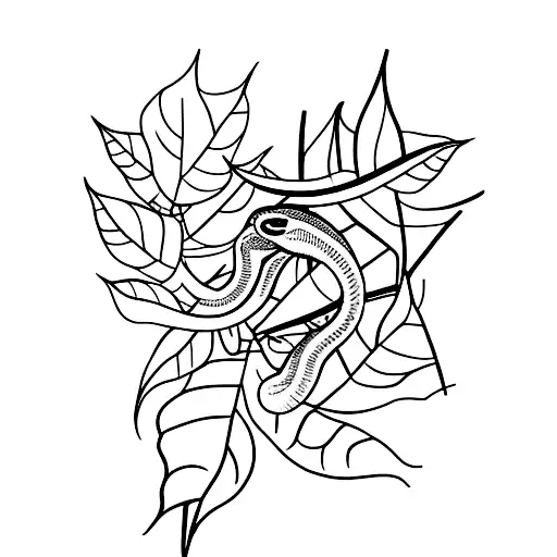 snake crawling in blueberry leaves tattoo design idea