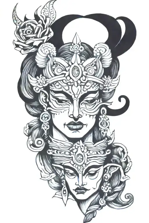 karna with bow their heads tattoo design idea