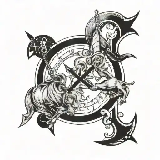 sagittarius, libra and aries zodiac sign tattoo design idea