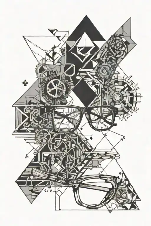 eyeglasses frame, life and time tattoo design idea