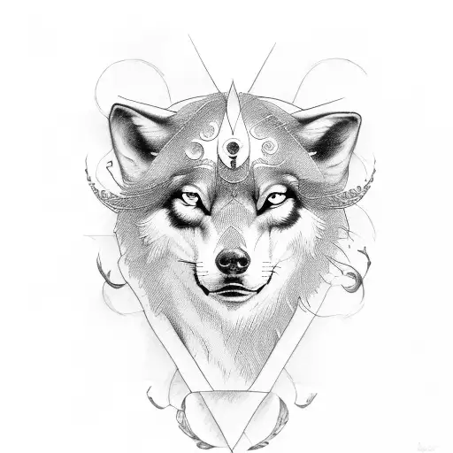 Jesus, rose and wolf tattoo design idea