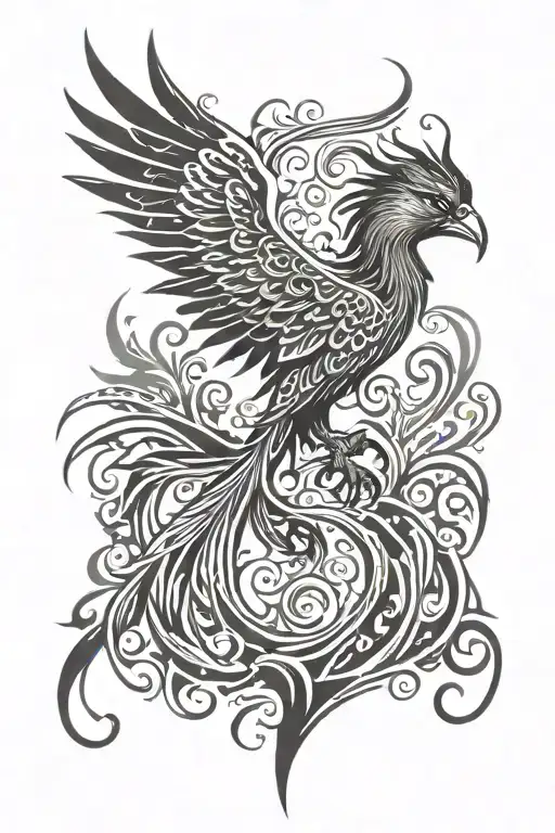 Tribal tattoo of a Phoenix rising tattoo design idea