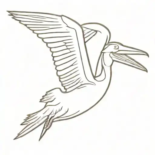 pelican flying fine line tattoo tattoo design idea