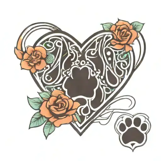 infinite heart dog paw print inside representing the client's tattoo design idea