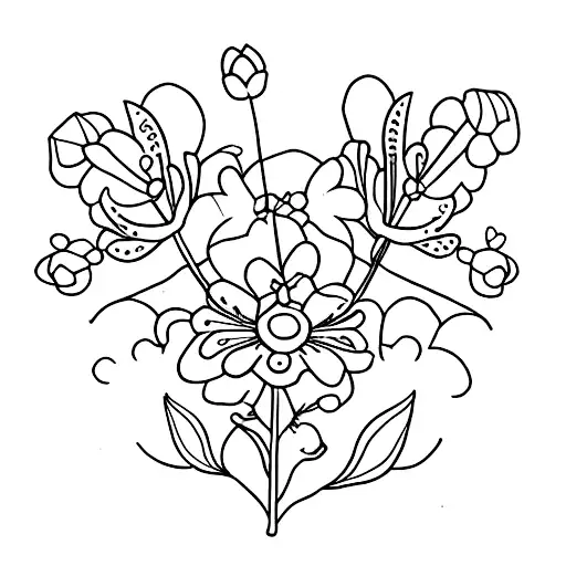 Heather flower and clover tattoo design idea