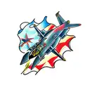 Fighter jet with "we go" script tattoo design idea