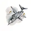 Fighter jet with "we go" script tattoo design idea