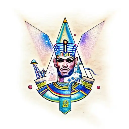 pharoah with pyramids tattoo design idea