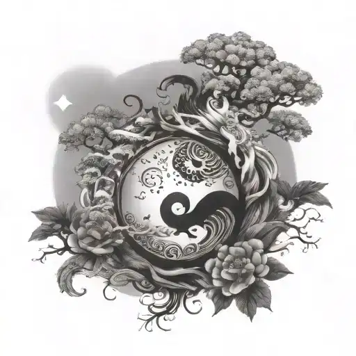 add ying yang symbol incorporating elements tattoo design idea
