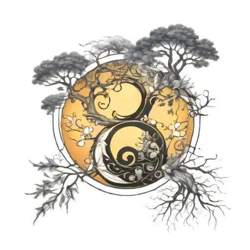 yin yang gemini leo tattoo design idea