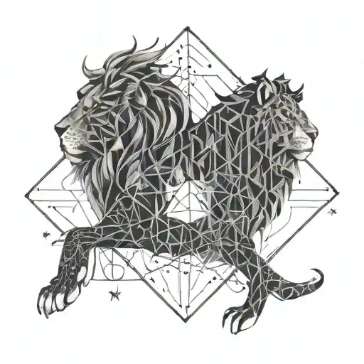gemini and leo constellations intertwined tattoo design idea