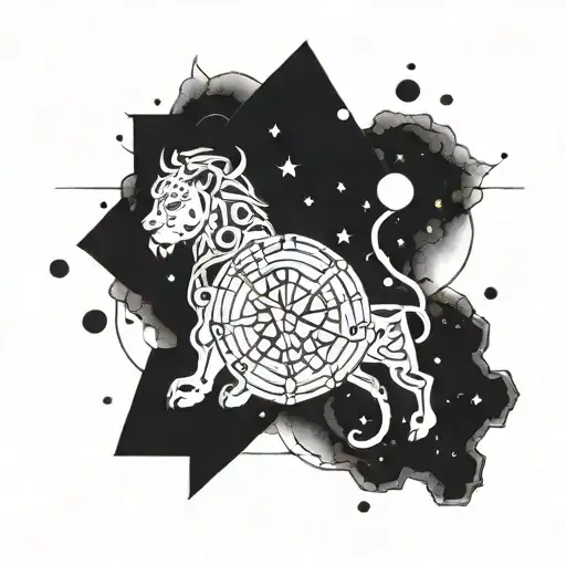 gemini and leo constellations forming ancient symbols tattoo design idea