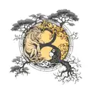 yin yang gemini leo tattoo design idea