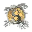 yin yang gemini leo tattoo design idea
