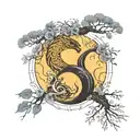 yin yang gemini leo tattoo design idea