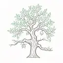 A sketch style tattoo of a tree with Gemini and Leo zodiac symbols incorporated into the branches, representing growth and strength in relationships tattoo design idea