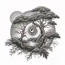 add ying yang symbol to background tattoo design idea