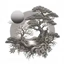 add ying yang symbol to background tattoo design idea