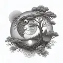 add ying yang symbol to background tattoo design idea