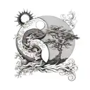 add yin ying yang symbol tattoo design idea