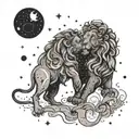 gemini and leo constellations drawn in a night sky tattoo design idea