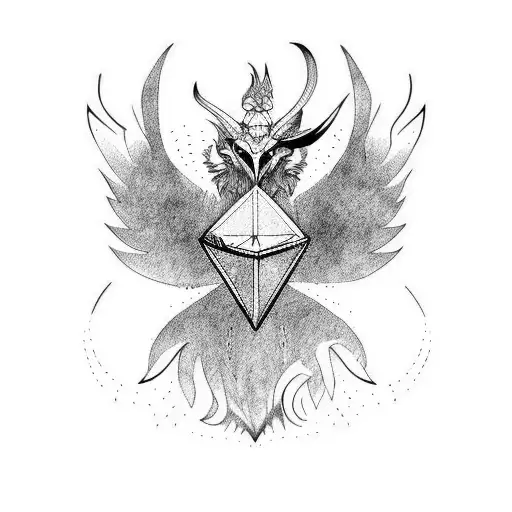 2d geometric pheonix tattoo with viking touch tattoo design idea