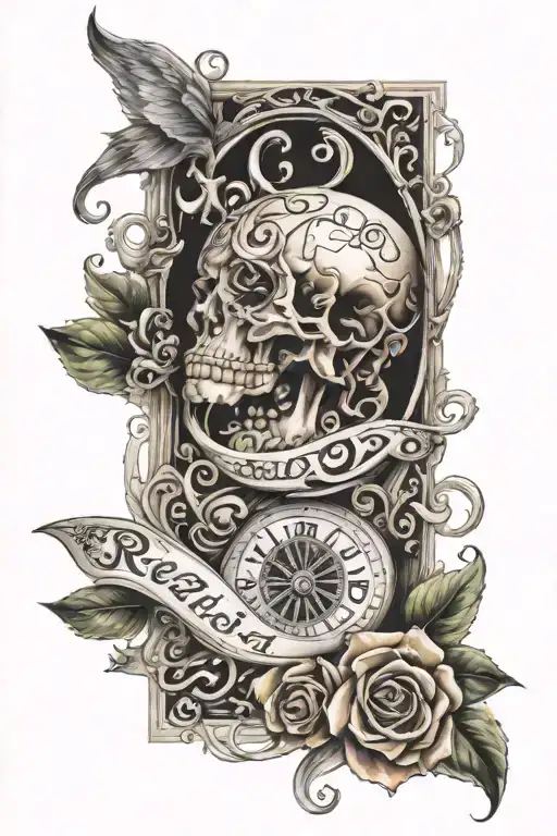 open scroll with the word tattoo design idea